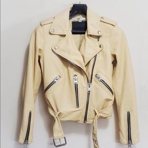ALL SAINTS Pale Yellow Leather Jacket